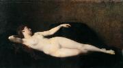 Jean-Jacques Henner Woman on a black divan oil on canvas